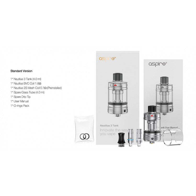 Aspire Nautilus 3 Tank 4ml | אספייר נאוטילוס 3 טנק Aspire Nautilus 3 Tank 4ml | אספייר נאוטילוס 3 טנק