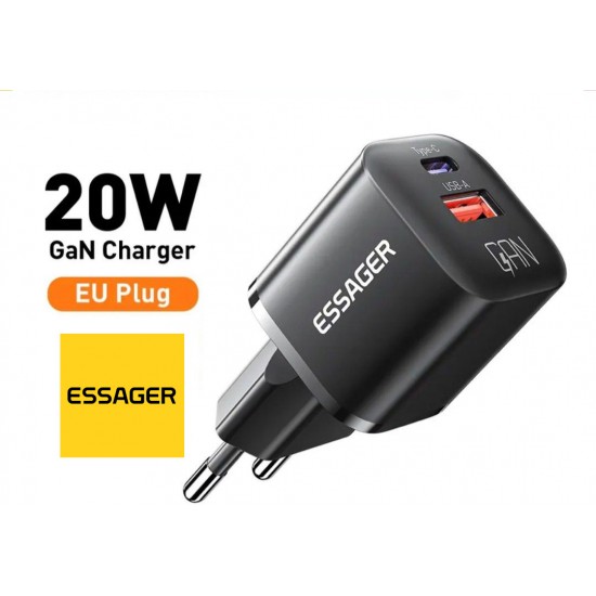 Essager 20W USB Type C & A |Fast Charge Phone QC 3.0