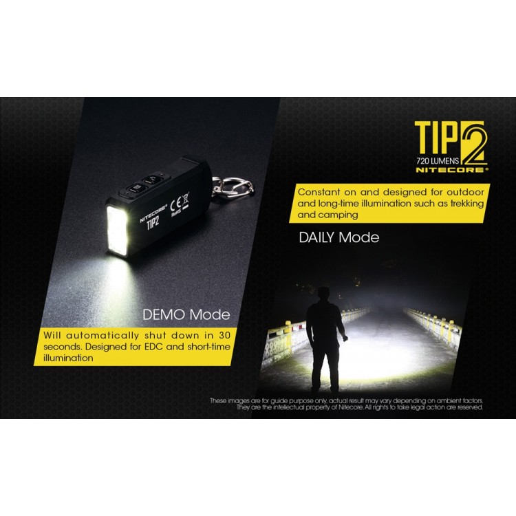 פנס כיס מחזיק מפתחות נטען 720 לומן Nitecore TIP2 פנס כיס מחזיק מפתחות נטען 720 לומן Nitecore TIP2