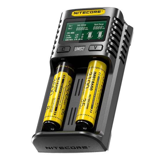 Nitecore UMS2 2-slot Quick Charger with LCD Screen