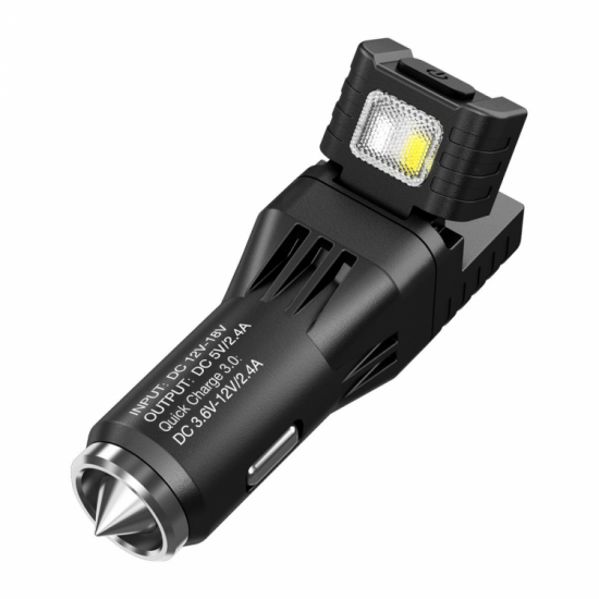 Nitecore VCL10 Quick Car Charger 3.0 with White & Red Flashlight