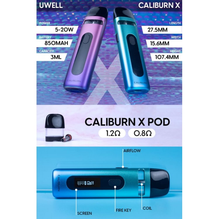 Uwell CALIBURN X Pod Kit | יוואל קליברן איקס פוד Uwell CALIBURN X Pod Kit | יוואל קליברן איקס פוד