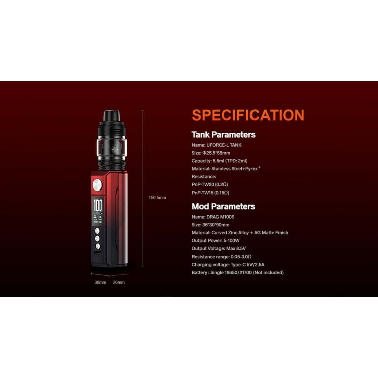 VOOPOO DRAG M100S Kit | וופו דראג M100S קיט VOOPOO DRAG M100S Kit | וופו דראג M100S קיט