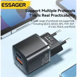 מטען לטלפון סלולרי מהיר 2 ערוצים Essager 20W