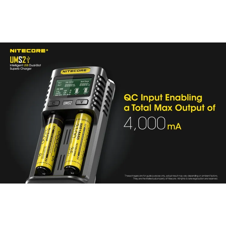 Nitecore UMS2 מטען סוללות מהיר שני ערוצים