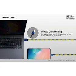 כבל טעינה מהיר נייטקור USB-C 2.0  אורך 1 מטר