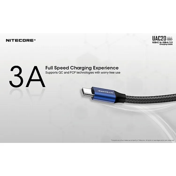 כבל טעינה מהיר נייטקור USB-C 2.0  אורך 1 מטר