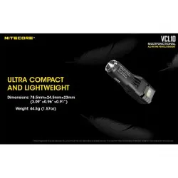 מטען מהיר לרכב QC3 כולל פנס נטען מתכוונן מובנה Nitecore VCL10