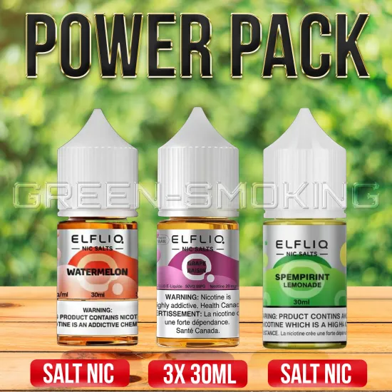 חבילת מבצע ELF BAR LIQ פאוור פק - 3 נוזלים סאלת ניק סהכ 90מ"ל