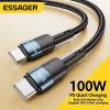 Essager 100W C To Type C Cable Fast Charging | כבל טעינהו סנכרון  מהיר C לטייפ C