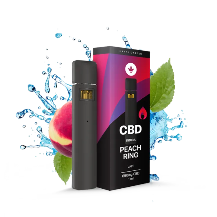 וייפ CBD בטעם אפרסק 650mg – חד פעמי, ללא THC וללא ניקוטין | Happy Vape