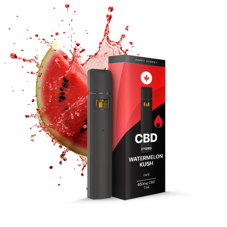 וייפ CBD בטעם אבטיח 650mg – חד פעמי, ללא THC וללא ניקוטין | Happy Vape