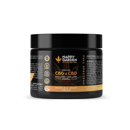 קרם שרירים ומפרקים  CBG + CBD 1000mg | Happy Garden 