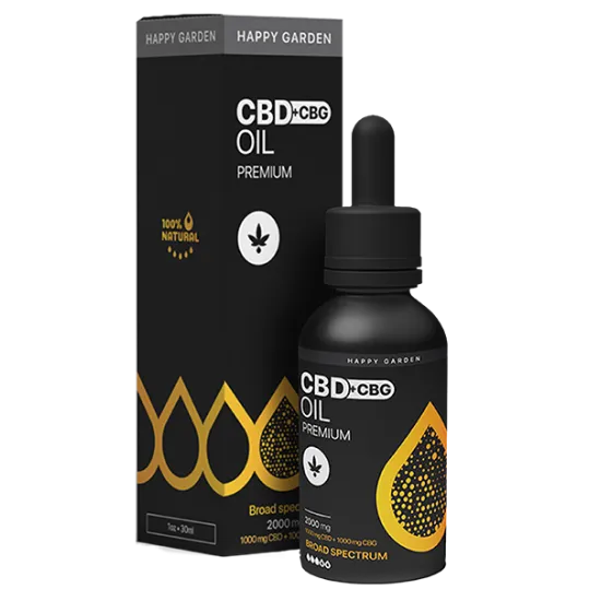 שמן סיבידי CBG & CBD HAPPY-GARDEN בקבוק 30מל 2000 מ"ג 