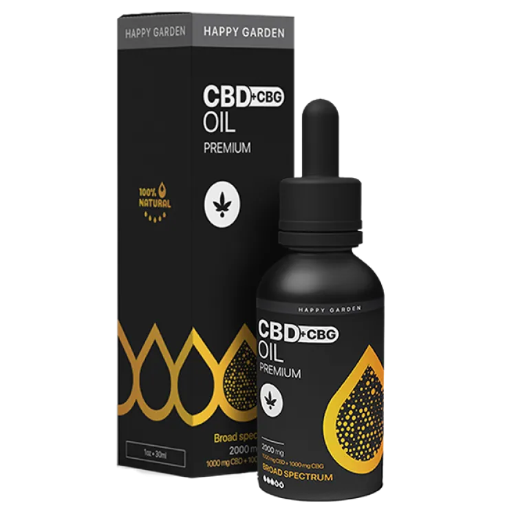 שמן סיבידי CBG & CBD HAPPY-GARDEN בקבוק 30מל 2000 מ"ג 