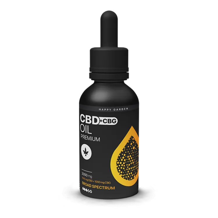 שמן סיבידי CBG & CBD HAPPY-GARDEN בקבוק 30מל 2000 מ"ג 