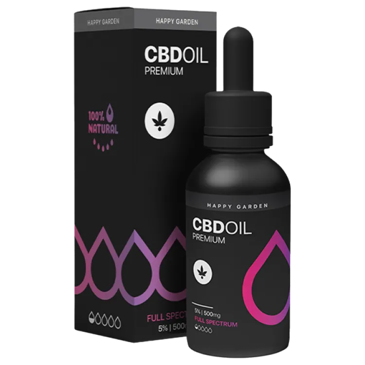 שמן סיבידי CBD HAPPY-GARDEN בקבוק 10מל 500 מ"ג 5% Full Spectrum