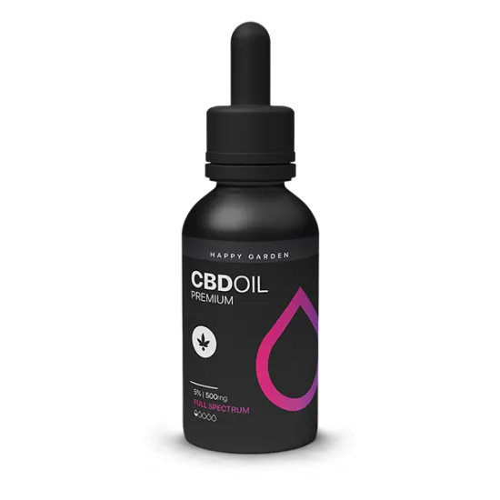 שמן סיבידי CBD HAPPY-GARDEN בקבוק 10מל 500 מ"ג 5% Full Spectrum