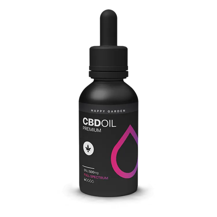 שמן סיבידי CBD HAPPY-GARDEN בקבוק 10מל 500 מ"ג 5% Full Spectrum